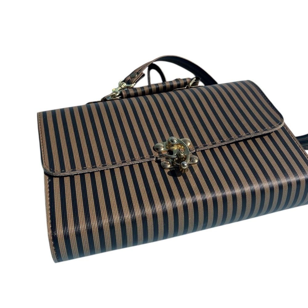 Vintage Striped Brown and Black Women's Bag - Picture 8 of 9